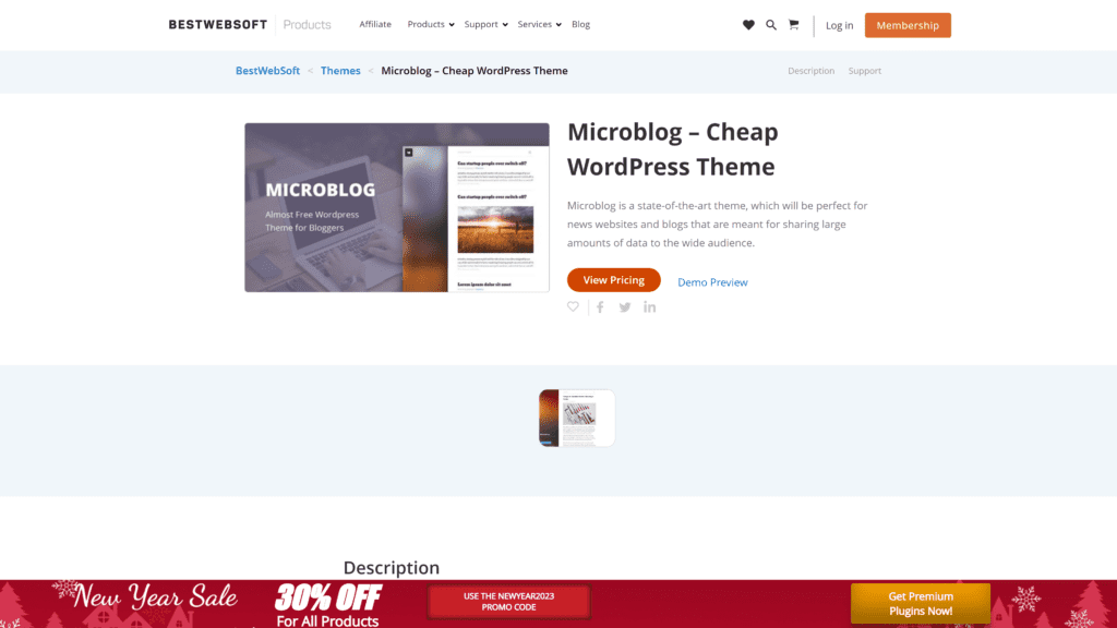 screenshot of the microblog homepage