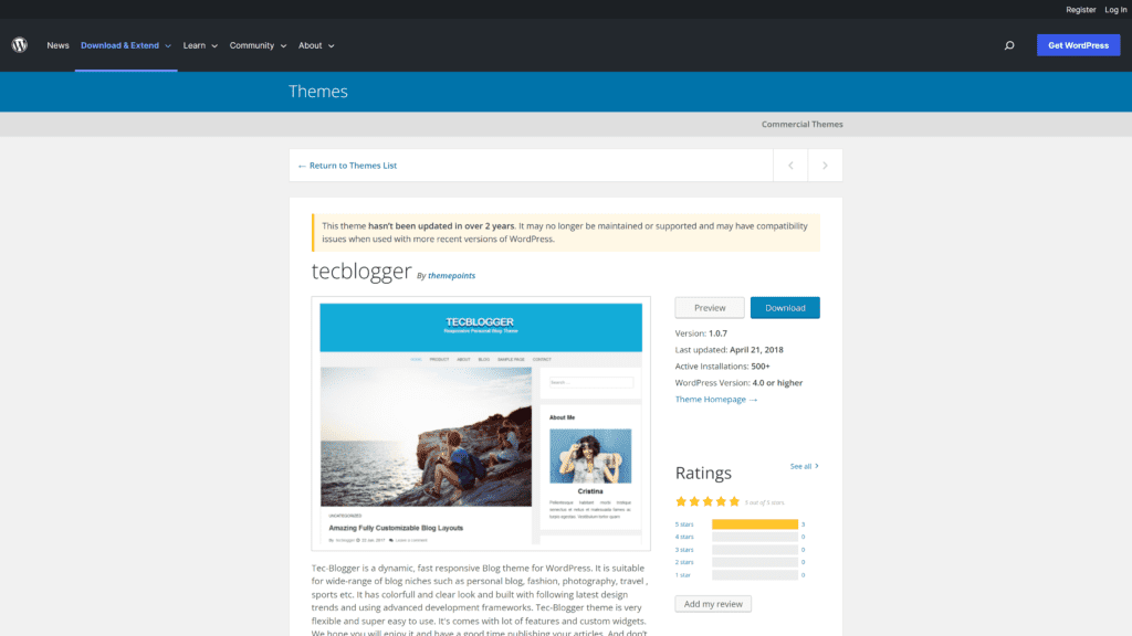 screenshot of the tecblogger homepage