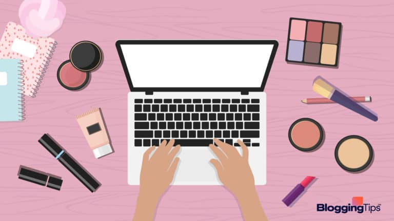 vector graphic showing an illustration of how to start a beauty blog