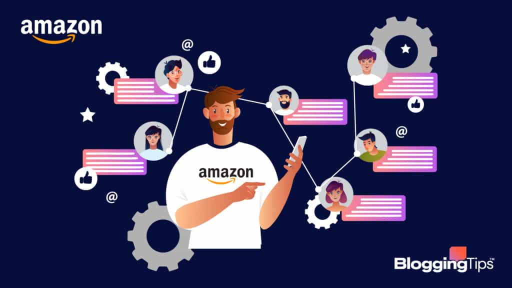 vector graphic showing many elements of the amazon affiliate program