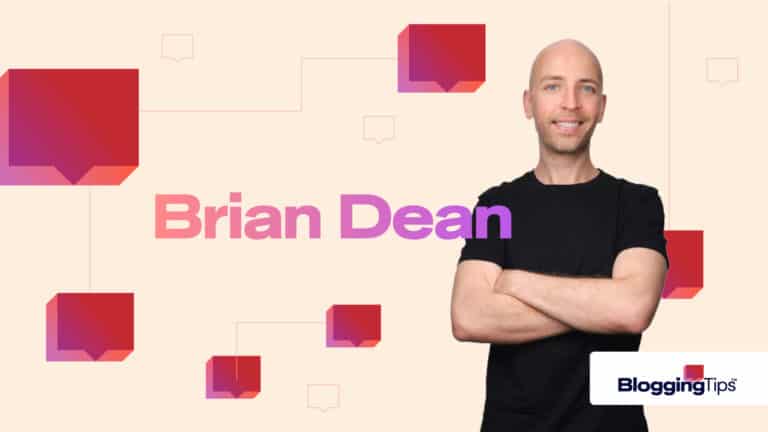 vector graphic showing a header image with Brian Dean on it