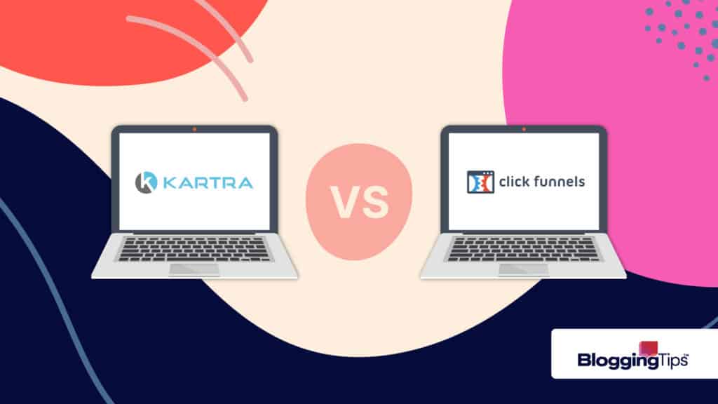 vector graphic showing a kartra logo and a clickfunnels logo to highlight the similarities and differences between kartra vs clickfunnels