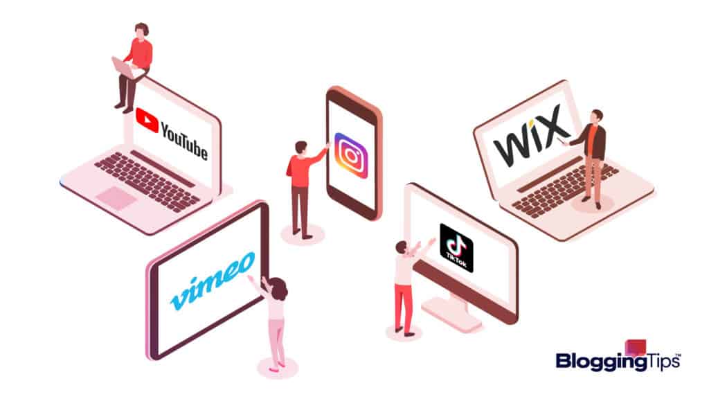 vector graphic showing a handful of video platforms with logos on the screens