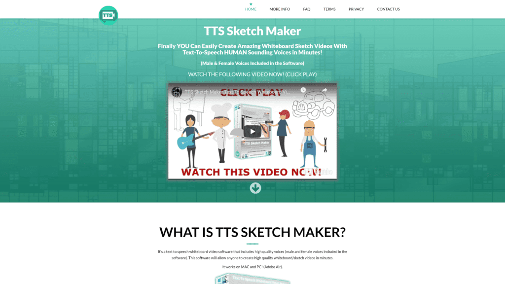 screenshot of the TTS Sketch Maker homepage