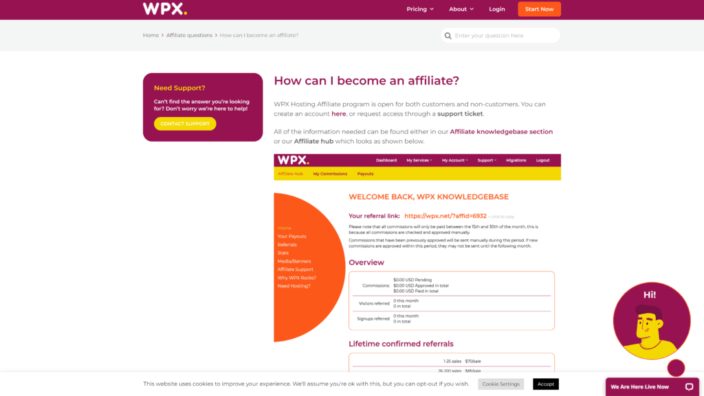 screenshot of WPX hosting homepage