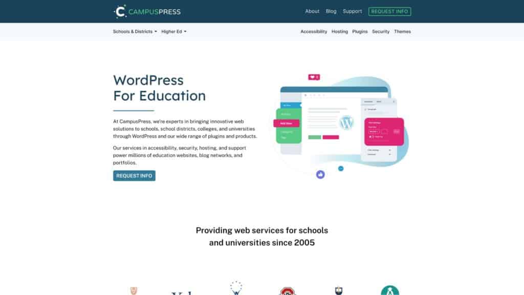 screenshot of the campuspress homepage