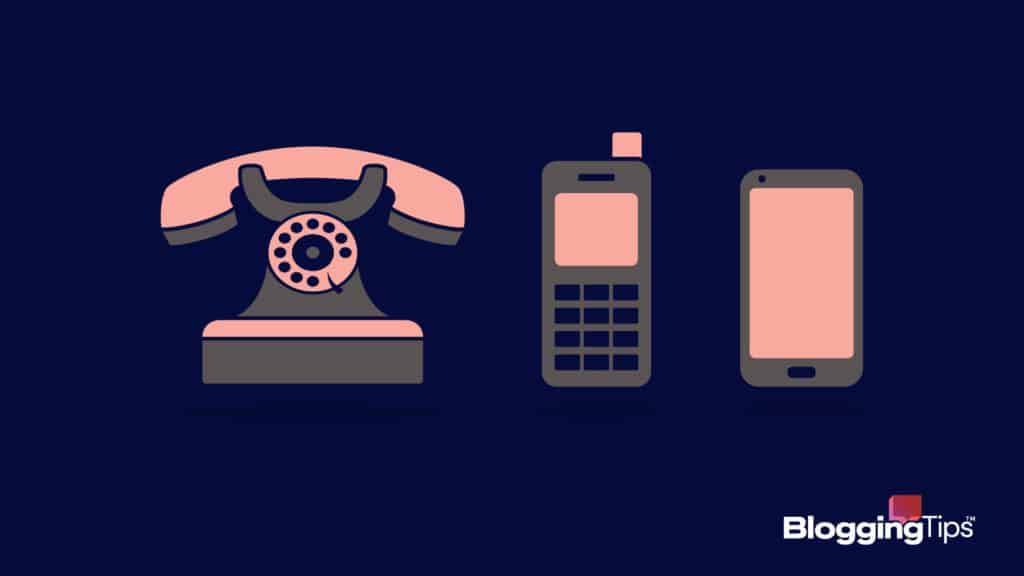 vector graphic showing three mobile phones side by side - to illustrate how has technology changed communication