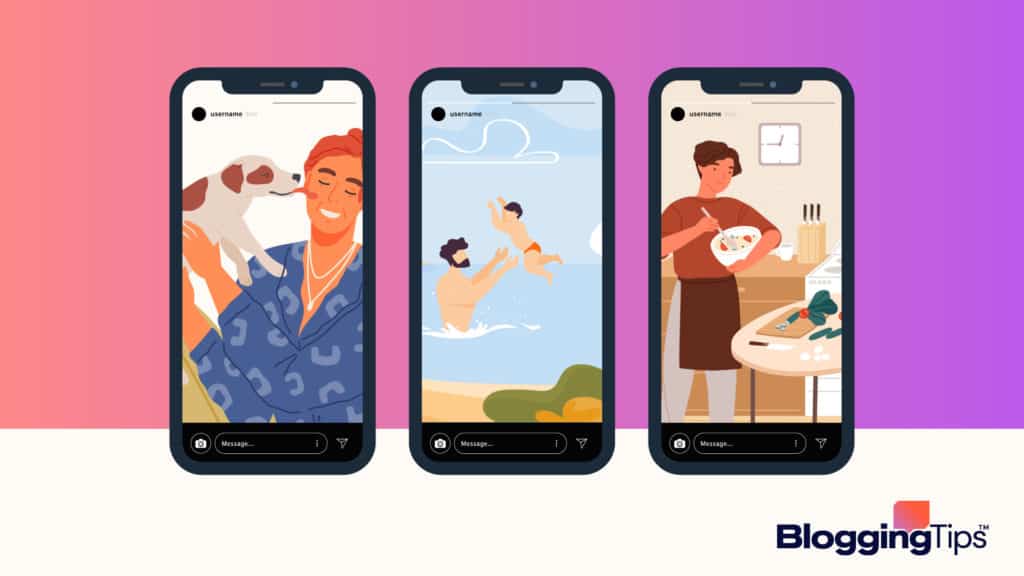 vector graphic showing a variety or IG story ideas