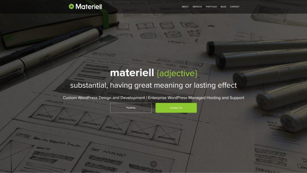 screenshot of the materiell homepage