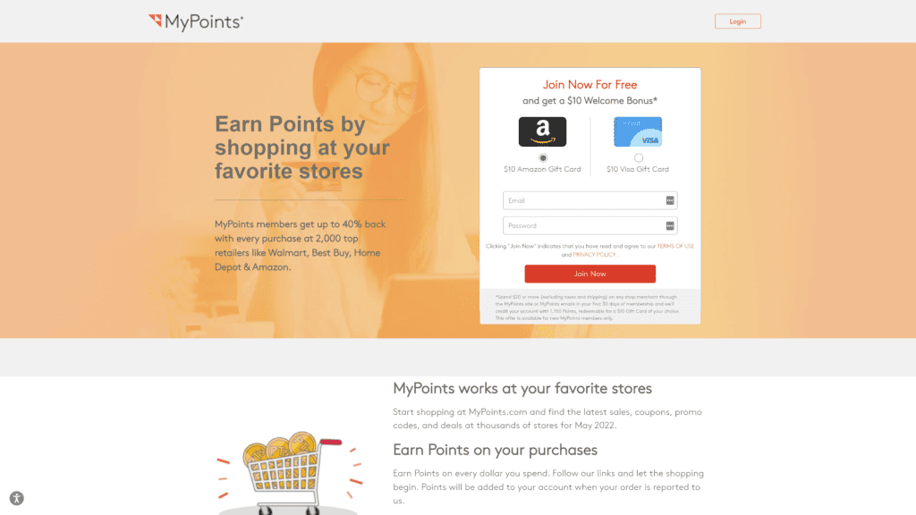 mypoints homepage screenshot 1
