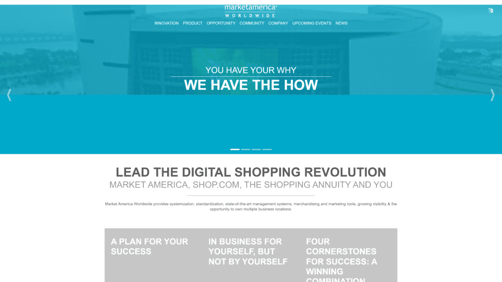 screenshot of the market america homepage