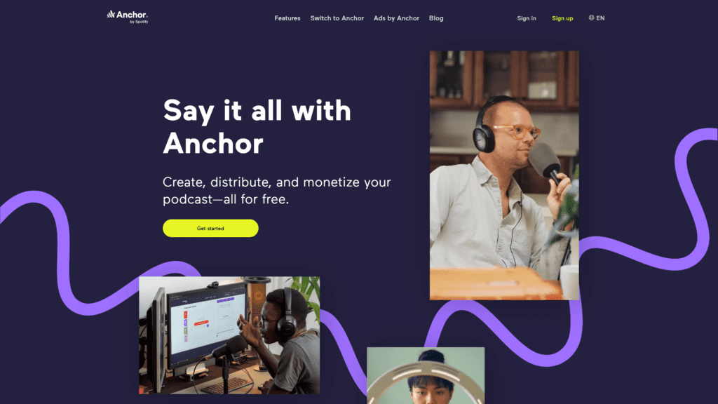 a screenshot of the anchor homepage