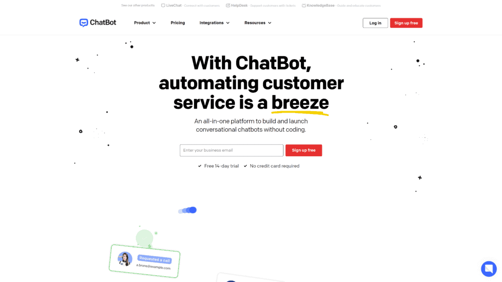 chatbot homepage screenshot 1