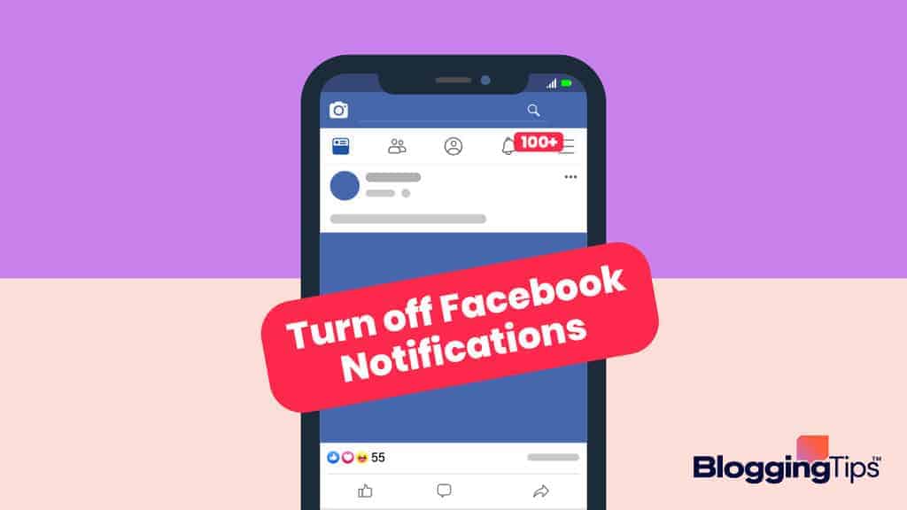 vector graphic showing an illustration of how to turn off facebook notifications