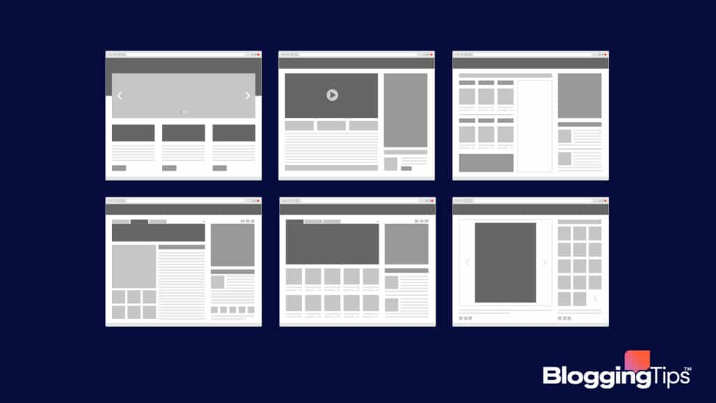 vector illustration showing a generic layout of the types of blogs that make money
