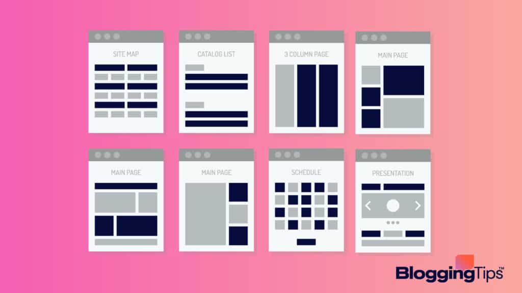 vector illustration showing a generic layout of the types of blogs that make money