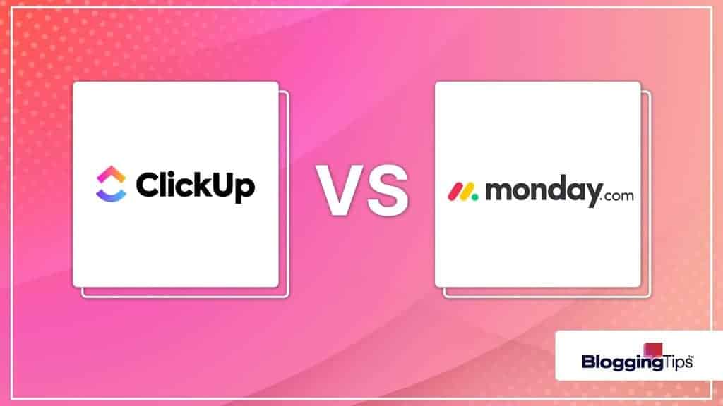 vector illustration showing a clickup vs monday logo side by side