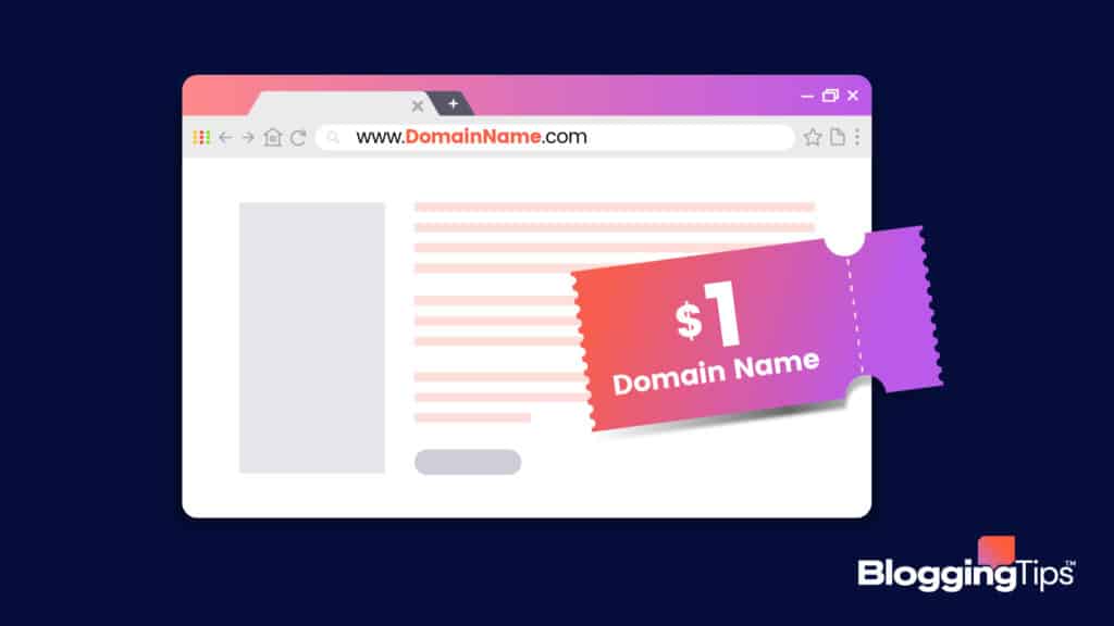 vector graphic showing an illustration of $1 domain names on a browser screen