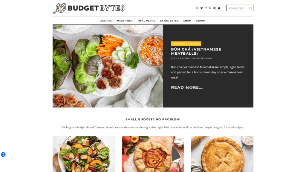 Budget Bytes homepage screenshot 1
