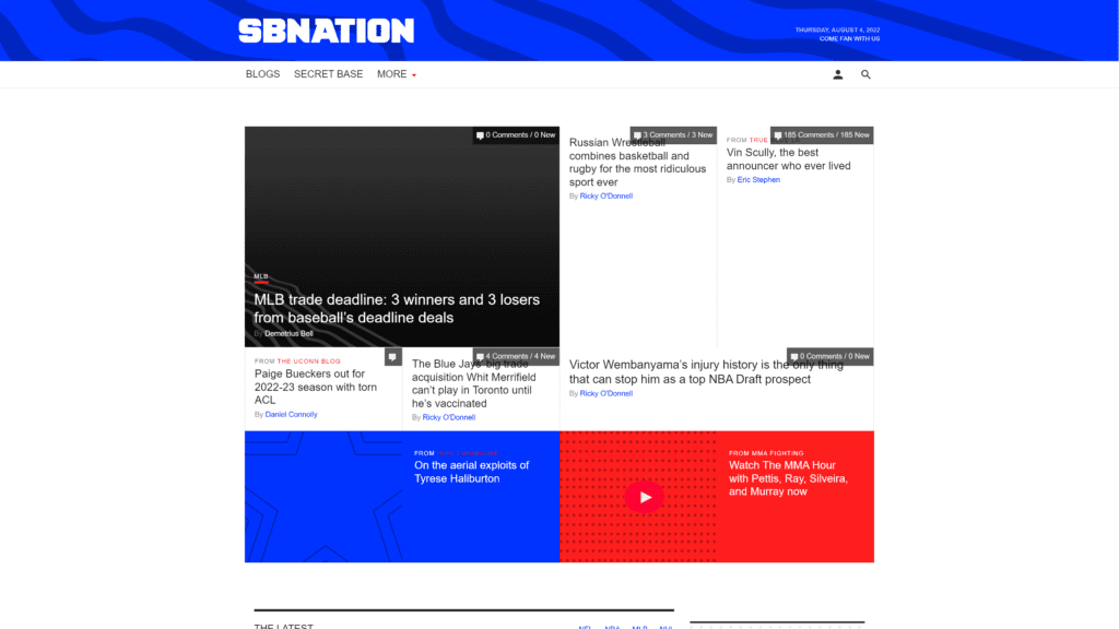 SBNation homepage screenshot 1