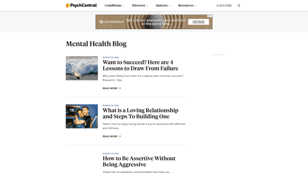 WorldofPsychology homepage screenshot 1