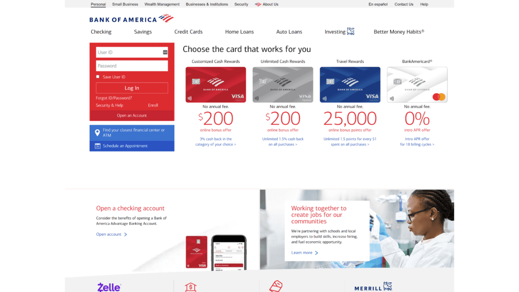 bankofamerica homepage screenshot 1