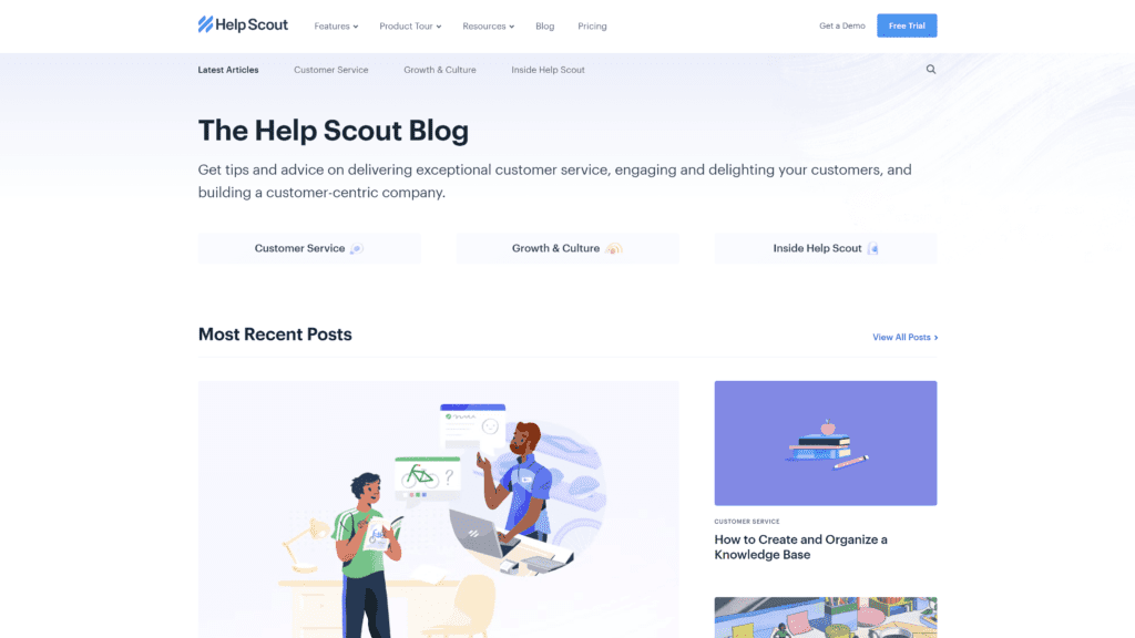 screenshot of the help scout homepage