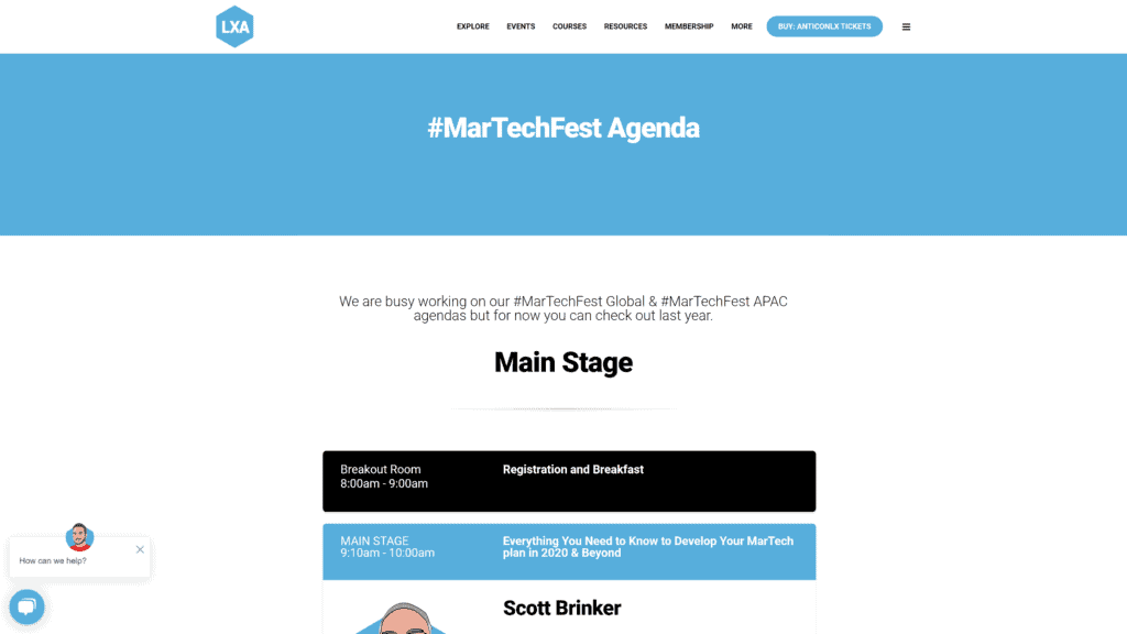 A screenshot of the MartechFest Global homepage