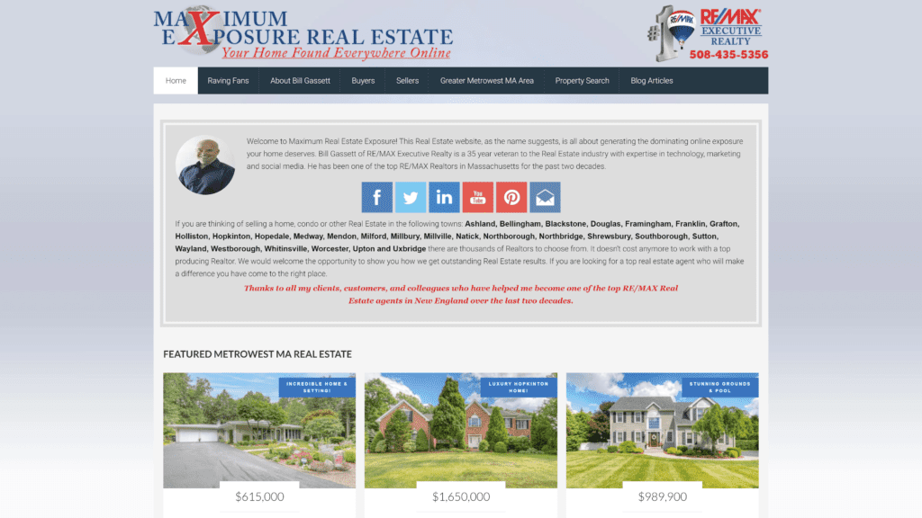 screenshot of the maximum real estate exposure homepage