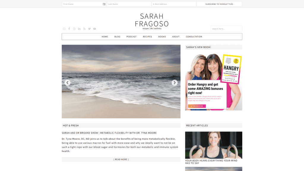 screenshot of the sarah fragoso homepage