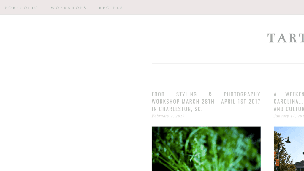 screenshot of the tartelette homepage