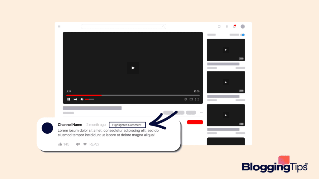 vector graphic showing an illustration of what does highlighted comment mean on youtube