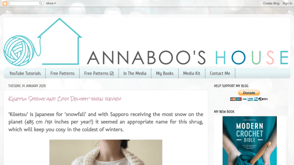 screenshot of the annaboos house homepage