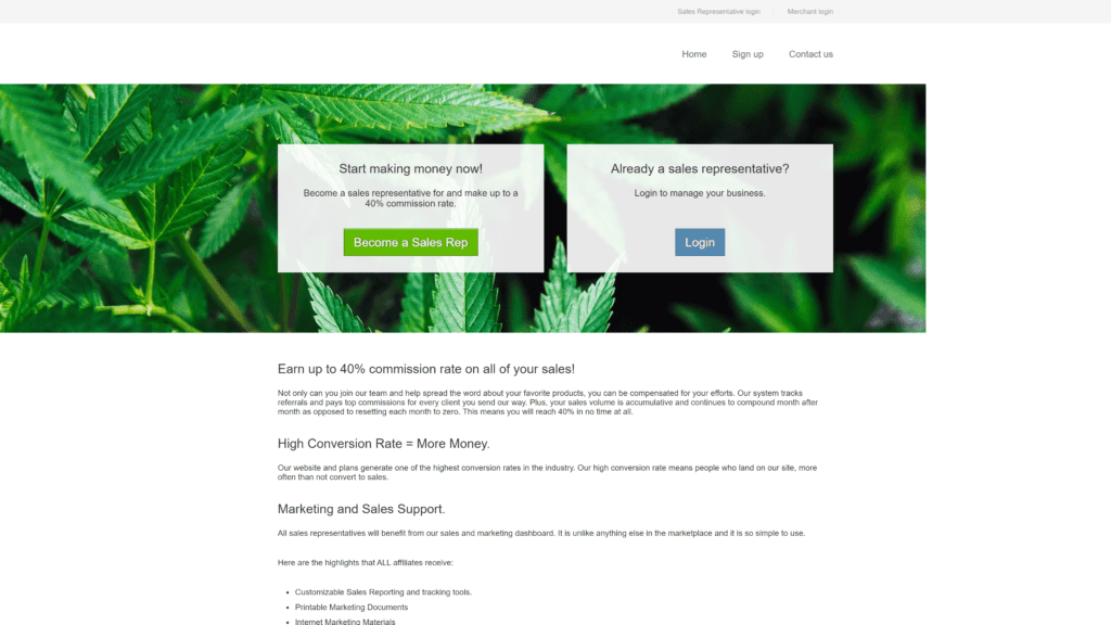 screenshot of the biocare homepage