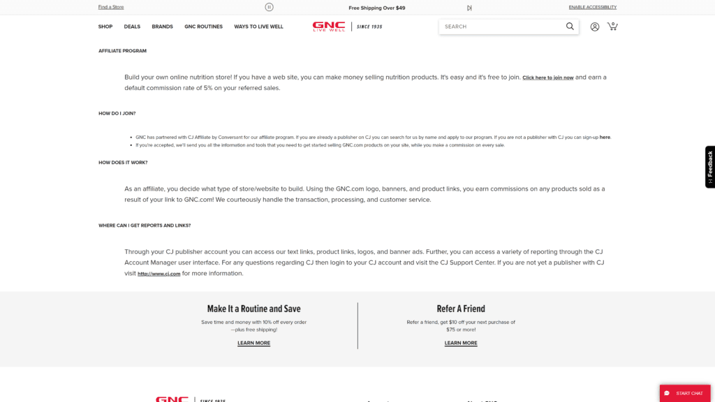 GNC Affiliate Program homepage screenshot 1