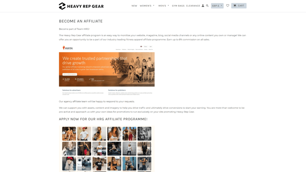 Heavy Rep Gear Affiliate Program homepage screenshot 1