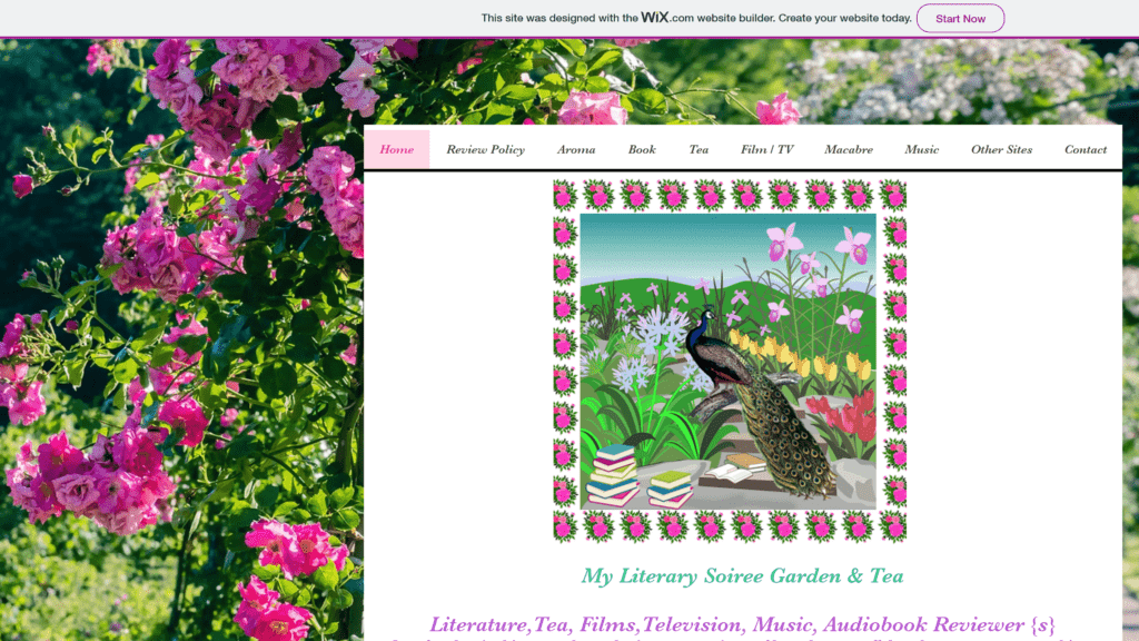 screenshot of the my literary soiree homepage