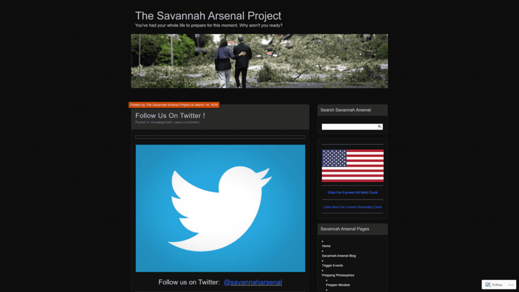 screenshot of the savannah arsenal blog homepage