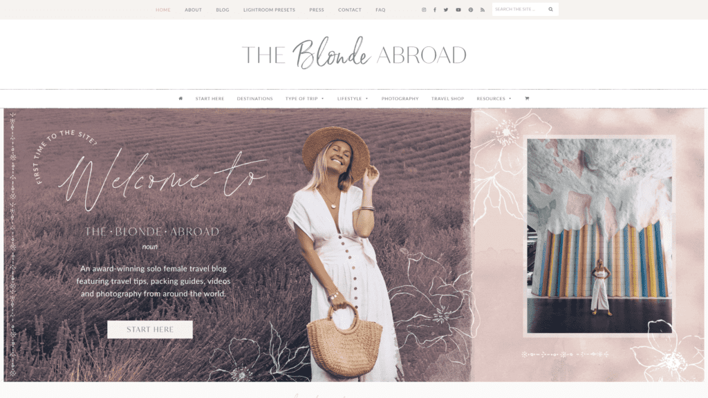 screenshot of the blonde abroad homepage