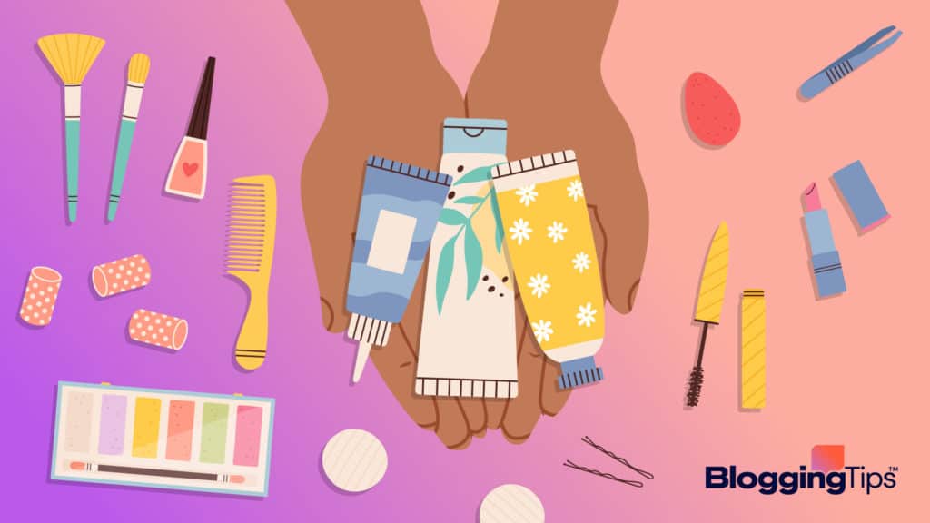 vector graphic showing an illustration of a beauty niche and items in that niche
