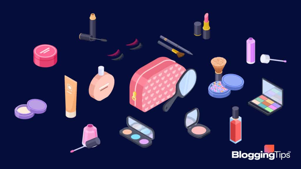 vector graphic showing an illustration of a beauty niche and items in that niche