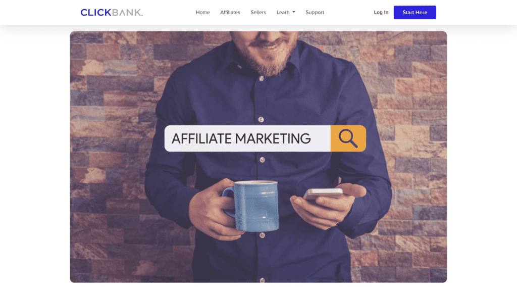 screenshot of the clickbank affiliate program homepage