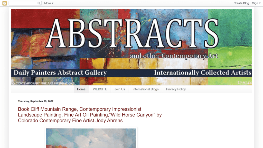 screenshot of the daily painters abstract gallery homepage