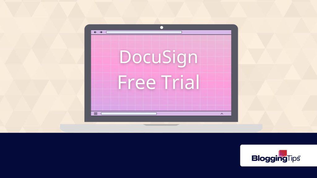 vector graphic showing a docusign free trial on a screen