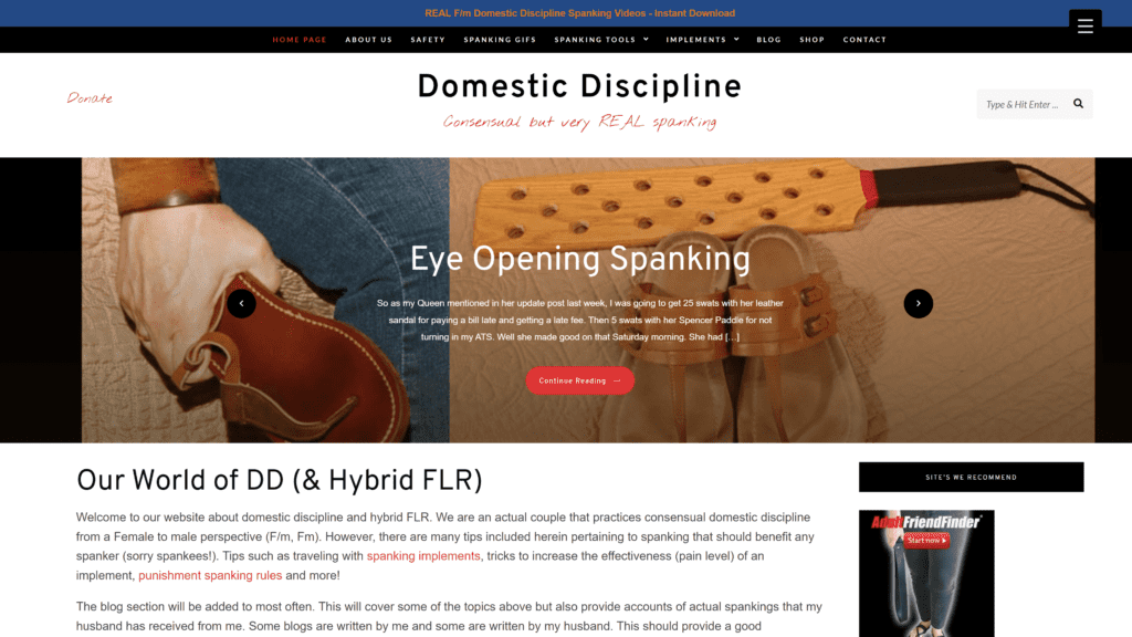 screenshot of the domestic discipline homepage