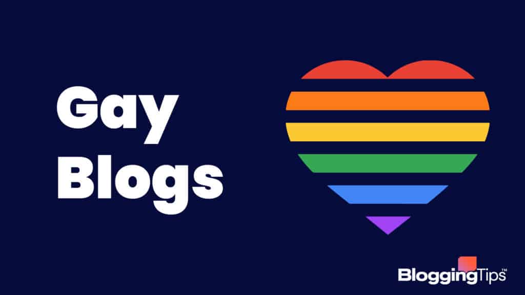 vector graphic showing an illustration of a gay heart next to the words gay blogs