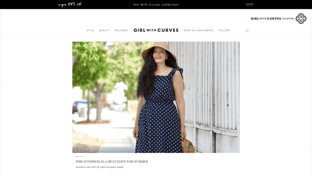 screenshot of the girlwithcurves homepage