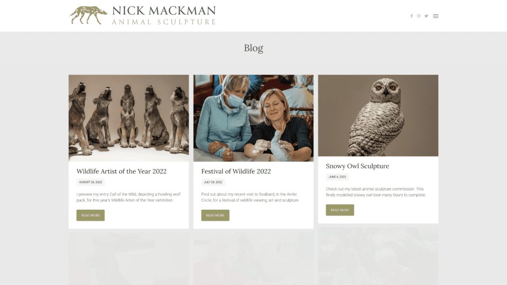 screenshot of the nick mackman homepage