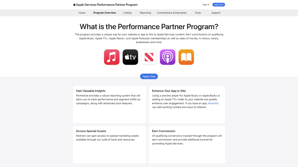 screenshot of the performance-partners homepage