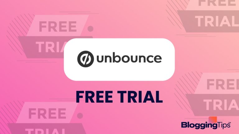 vector graphic showing an illustration of free trial elements with the words "Unbounce Free Trial" on the image